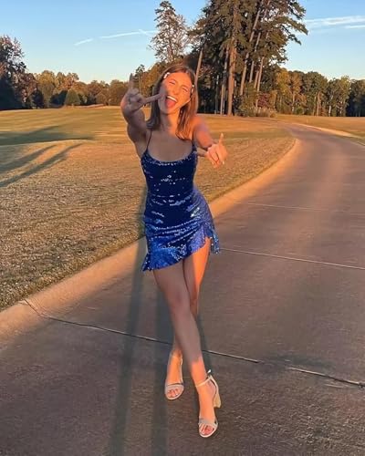 Sparkly Sequin Homecoming Dresses for Teens Short Tight Prom Dress Corset Cowl Neck Cocktail Gown4