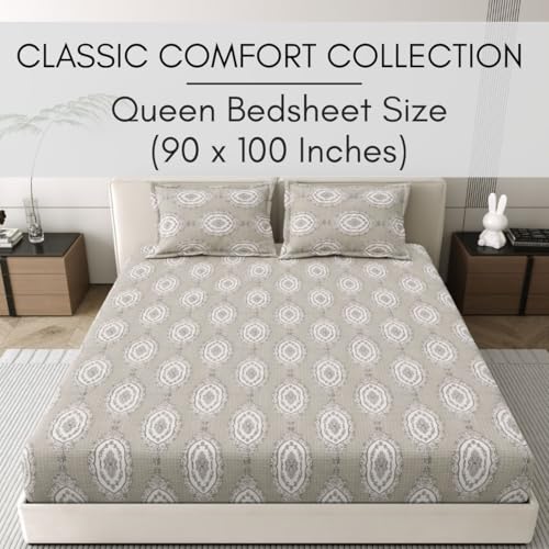 Image of Mafatlal Classic Comfort 186 TC Double Bed Cotton Bedsheet 90x100 Inch - Charcoal | Soft, Breathable, Lightweight & Durable Cotton Everyday Use Furnishing