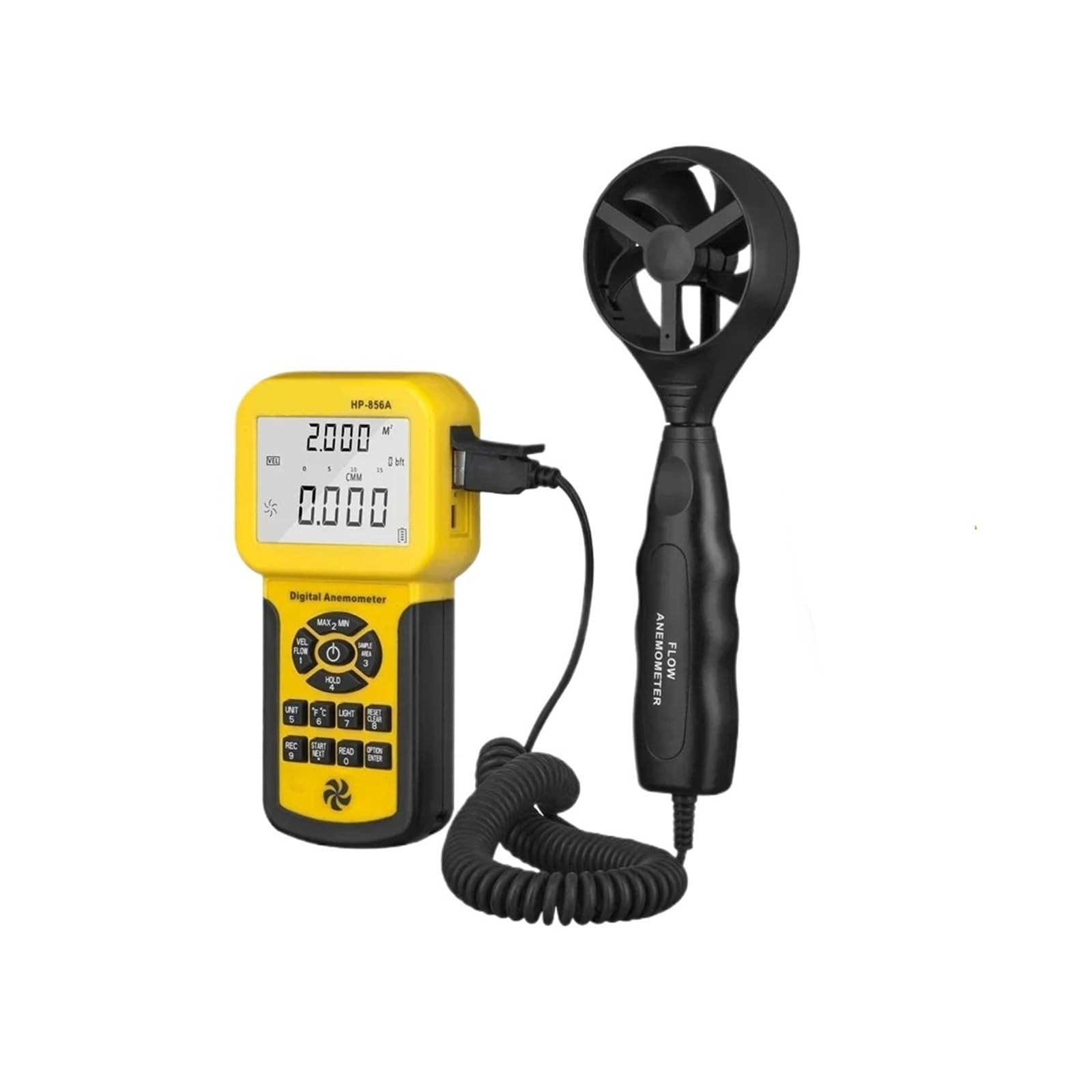 856A Digital Wind Speed Air Volume Meter Anemometer USB/Handheld with Data Logger and Carry Case