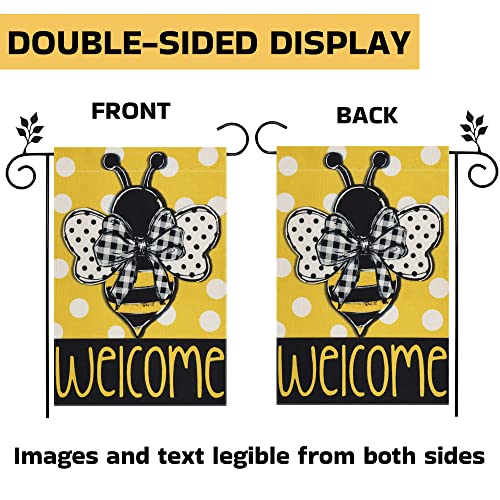 Summer Garden Flag Bee Double Sided,12X 18 Inch Garden Decor For Outside,Seasonal Welcome Small Burlap Outdoor Decorations For Yard Front Porch #TOP2