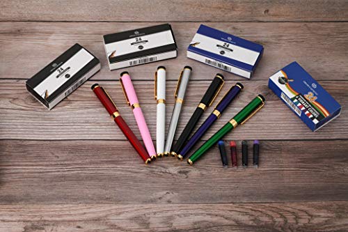 Dryden Fountain Pen Medium Nib Includes Gift Box and Ink Refill Converter, Classic Writing Tool [Emerald Green] for Left and Right Handed - Thumbnail 2