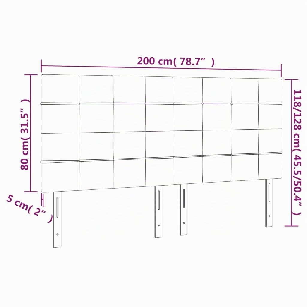 vidaXL Tête de Lit Meubles de Chambre à Coucher Accessoires de Lit Simple Têtes de Cadre de Lit Intérieur Gris Foncé 200x5x118/128 cm Velours