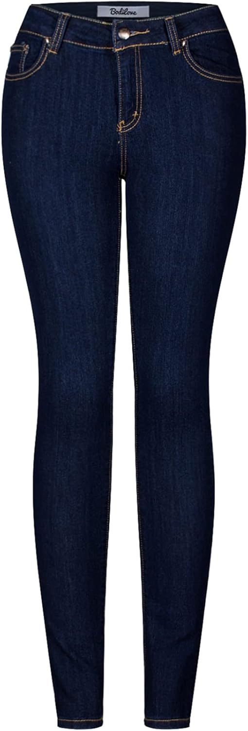 2LUV Women's Solid Stretchy 5 Pocket Skinny Jeans Indigo Blue 7 - Image 4