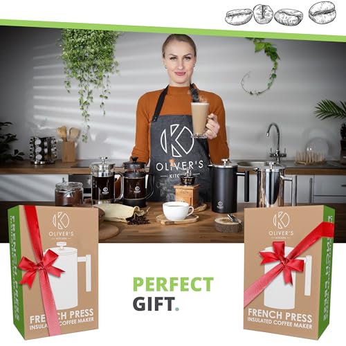 Oliver's Kitchen® French Press 1 liter - Eleganter Kaffeebereiter aus Glas - Kaffee Maschine für authentischen Kaffeegenuss - Hitzebeständig und praktisch 4