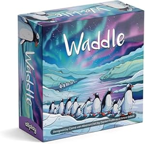 Allplay Waddle Board Game for Adults and Families - Connect Groups of Penguins to Claim The Most Fish - 1-Minute to Teach in A Small Box - 15 Min 2-5 Players Ages 7+