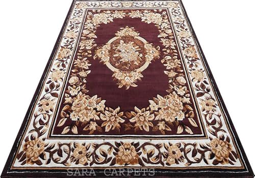 Image of Soft Thick Geometric Acrylic Washable Anti Skid Carpet. for Living Room Bedroom. Hall Size 7 x 10 feet (150X210 Cm) Brown D11