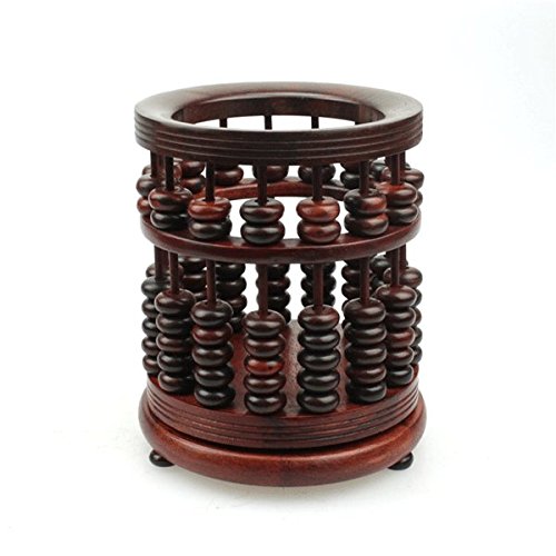 Red Beads Abacus Vase Wooden Pen Holder (with Rotation Base)