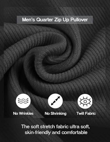 COOFANDY Mens Quarter Zip Pullover Mock Neck Sweatshirt Long Sleeve Sweater Polo Half Zip Pullover with Pocket4