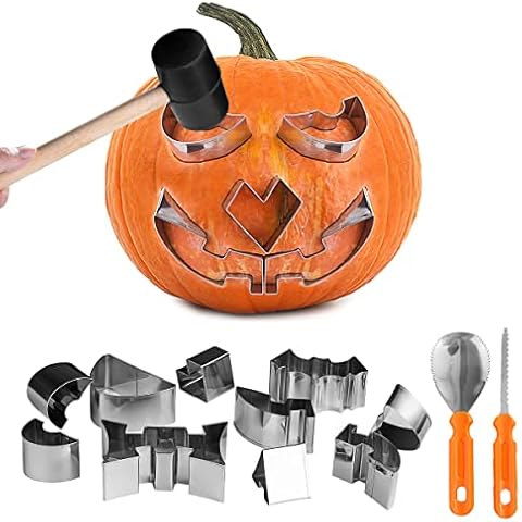 choxila Pumpkin Carving Kit, 13-Pack Halloween Pumpkin Carving Tools with Hammer, Premium Stainless Steel Pumpkin Knife for Halloween Decoration Cover