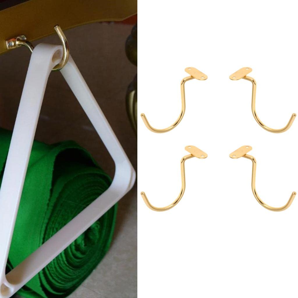 4-Pack Brass Pool Table Hooks - Snooker Cue Rack Holders With Mounting Screws