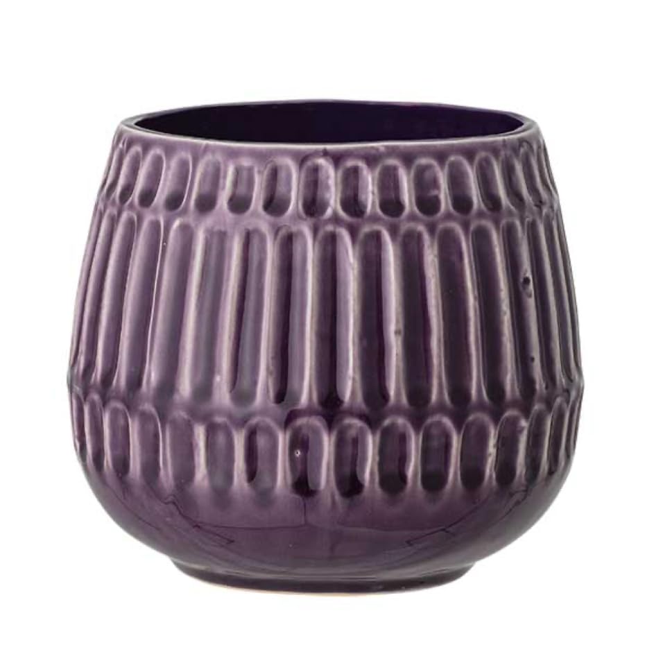 Nordring Retro Übertopf Vintage Pflanztopf für Zimmerplanzen Blumentopf Riff L (16,5 cm ø), purpur, Keramik