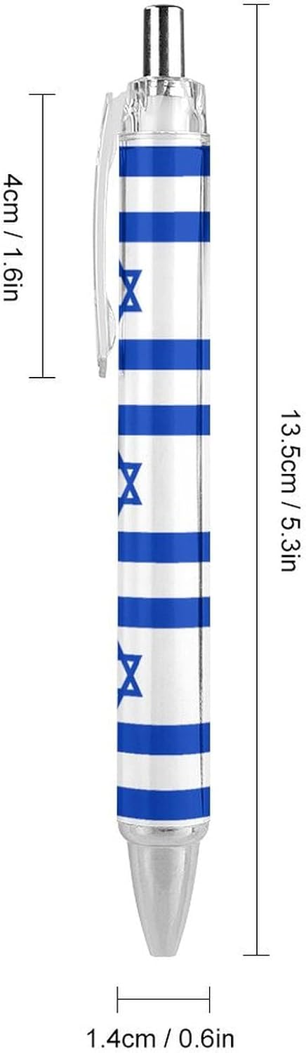 Israel Flag Israeli Star Custom Ballpoint Pen Ball Point Pen for Men Women Retractable Pens 0.5mm Blue Funny Printed, style