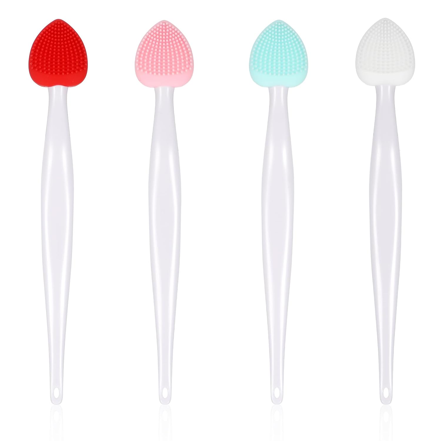 4Pcs Silicone Lip Scrub Brush, Double-Sided Mini Pore Cleaning Brush Tool, Heart Lip Exfoliator Brushes Scrubber Tool for Removing Dead Skin