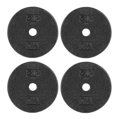 Image of CAP Barbell Standard 1-Inch Cast Iron Weight Plates - Singles & Sets | 1.25-50 lbs | Multiple Options