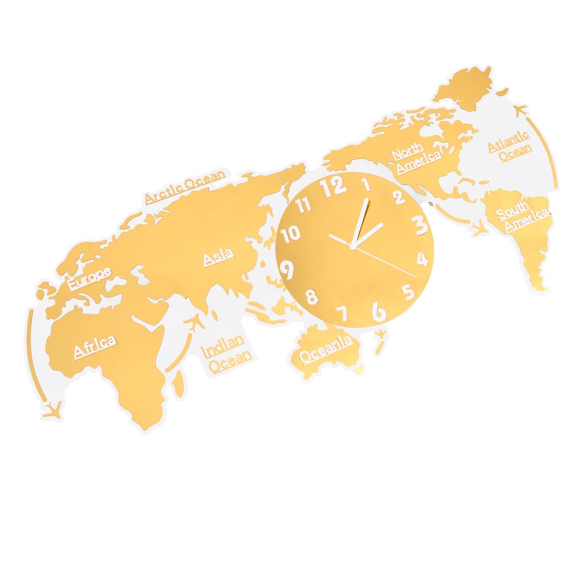 BESTOYARD Acrilico Orologio da Parete con Mappa Globale Silenzioso