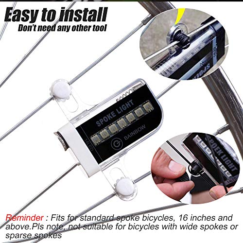 Image of DAWAY LED Bike Wheel Lights - A12 Waterproof Cool Bicycle Tire Light, Safety Spoke Lights for Kids Boys Girls Men Women, 30 Fun Bright Patterns, Auto & Manual Dual Switch, with Battery