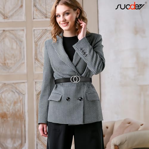SUOSDEY Women Leather Belt Fashion Double O-Ring Soft Faux Leather Waist Belts For Jeans Dress - Image 4