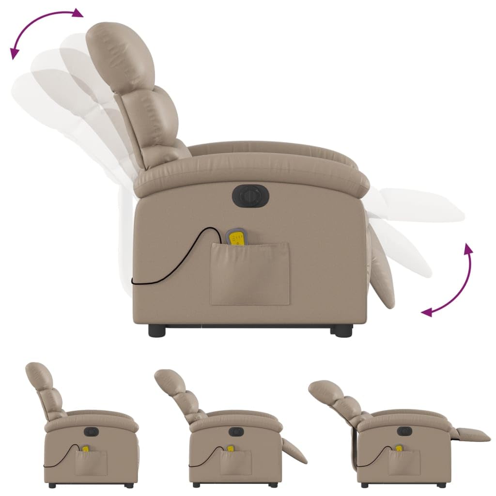 Sillon Relax Reclinable de Masaje eléctrico Cuero Sintético Capuchino