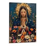 KERAXL Virgin Mary Poster The Marias Picture Virgen De Guadalupe Traditional Catholic Icon Canvas Prints, Madonna Modern Christian Art Home Decor Frame-style 12x18inch(30x45cm)