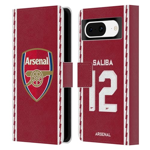 Head Case Designs Officially Licensed Arsenal FC William Saliba 2022/23 Players Home Kit Leather Wallet Case Compatible with Google Pixel 8