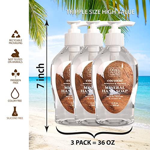 Image of Dead Sea Collection Coconut Hand Soap - Liquid Hand Soap for All Skin Types - Pack of 3 (12 Fl. Oz. Each)