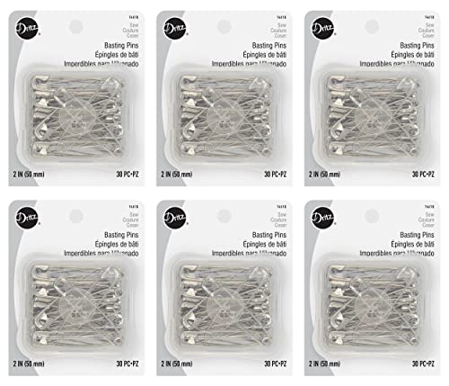 Dritz, 2 Inch (50Mm), Nickel, 6-Pack (180 Count) Basting Pins, 180 Pack #TOP26