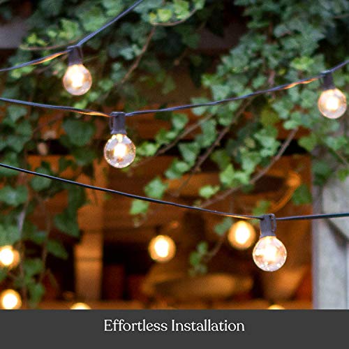 Brightech Ambience Pro - Globe, Waterproof LED Outdoor String Lights - 26 Ft Patio Lights with 1W Edison Bulbs Create Cafe Ambience On Your Balcony - Black