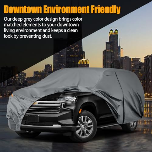 Image of Waterproof Premium Car Covers Replace for 2007-2025 Chevy Suburban /GMC Yukon XL /Cadillac Escalade ESV, 10 Layers Heavy Duty All Weather Car Cover with Zipper Door for Snow Rain Dust Protection