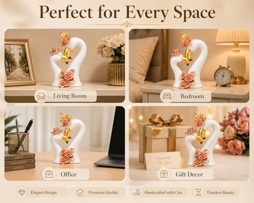 Image of ARMONIA Soulmate Swan Couple Figurine Showpiece 29cm |Luxury Polystone Love Romantic Statue for Living Room,Wedding,Anniversary & Housewarming Gift