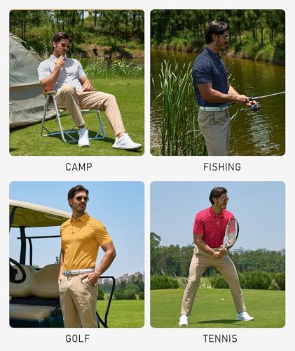 Image of ZITY Mens Golf Polo Shirts Short Sleeve UPF 50+ Performance Moisture Wicking Print Pattern Casual Collared Golf Shirt for Men