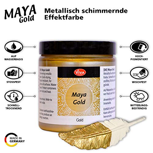 Viva Decor® Maya Gold (brons, 45 ml), glanzende metallic kleuren om te knutselen, acrylverf, goud metallic, voor hout… - Image 5
