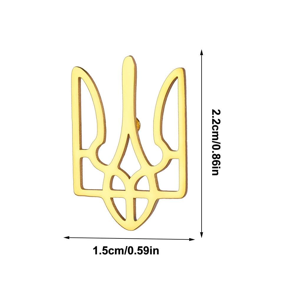 Spilla a forma di tridente ucraino, in acciaio inossidabile, spilla ucraina, con emblema ucraino, spilla patriottica per uomini e donne, gioielli dell'orgoglio dell'Ucraina per abbigliamento, borse e