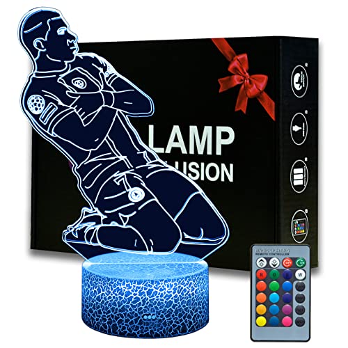 Magiclux French Fußballer Nr.7 Nachtlicht 3D Optische Täuschung Lampe mit Fernbedienung 16 Farben Ändern Geburtstag Weihnachtsidee Geschenke für Fußball Fan Jungen Mädchen Teenager Männe, MY20230318