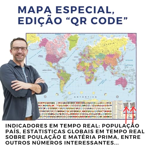 Mapa Mundi Político Escolar Especial Estatístico Geográfico Atlas Poster Geografia Mundo 2025