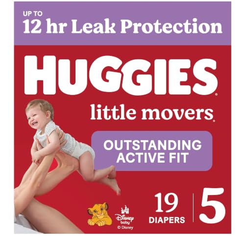 Image of Huggies Size 5 Diapers, Little Movers Baby Diapers, Size 5 (27+ lbs), 19 Count, Packaging May Vary
