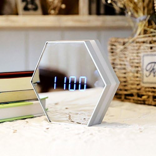 Charging creative multifunctional mirror LED small alarm clock mute luminous electronic seat dresser,A