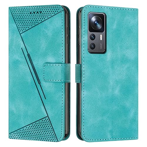 Étui portefeuille à rabat pour Xiaomi 12T housse verte fente carte dragonne