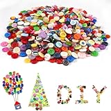 1000 Stück Bunte Knöpfe zum Basteln, 2 und 4 Löcher Runde Bastelknöpfe aus Harz, Knöpfe Klein, Durchmessern von 0,9 cm Bis 1,5 cm, Bunt Knopfe, Ideal zum Nähen, Basteln und Verzieren von Accessoires