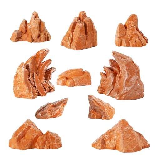 Warmtree 10 Pcs Simulation Rockery Diorama Rocks Stone for Diorama Supplies Miniature Terrain Fairy Garden Zen Garden Accessories Terrarium Decor Tank Aquarium Decoration (Brown)