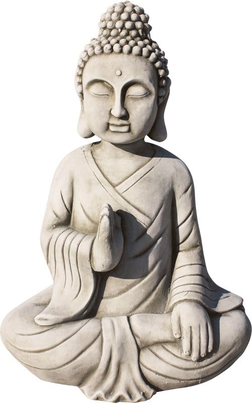 Genérico AzJardin- Figura de Buda Piedra Artificial de 43cm Ideal para Decorar tu casa y jardín.
