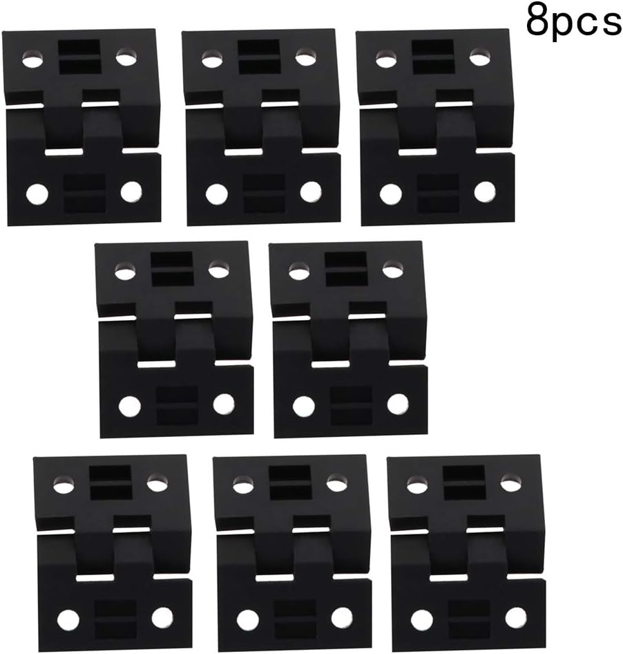8PCS Cabinet Gate Closet Door Hinge 2.36" x 1.97"(LxW) ABS Nylon Door Hinge Folding Hardware Heavy Duty Adjustable Self Closing Hinge Black