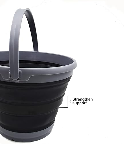 Miniatura 18 de SAMMART Cubo de plástico plegable de 10 L (2.6 galones), bañera redonda plegable, cubo de agua portátil para pesca, bote de agua para exteriores