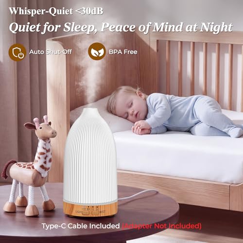 Image of URPOWER 150ML Essential Oil Diffusers for Home, Ultrasonic Aromatherapy Diffuser with 7 Color Changing Lights, Timer & Auto Shut-Off, Scent Diffuser for Bedroom, Office, Yoga