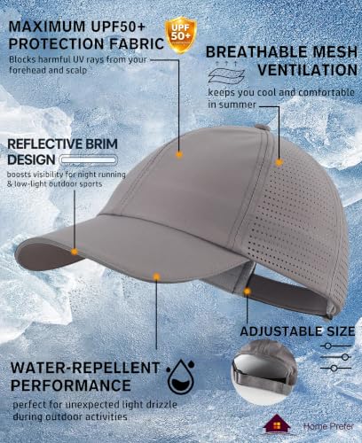 Image of Home Prefer Reflective Water Repellent Quick Dry Airy UPF50+ Sun Hat for Men Women Outdoor Sports Baseball Caps Unisex