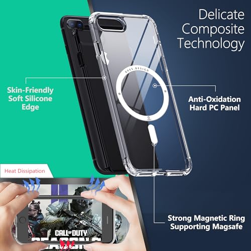 Image of Magnetic Case for iPhone 8 Plus / 7 Plus, [Compatible with MagSafe] [Military-Grade Drop Protection][Anti-Yellowing] Shockproof Protective Cover for iPhone 8 Plus / 7 Plus,Clear Slim