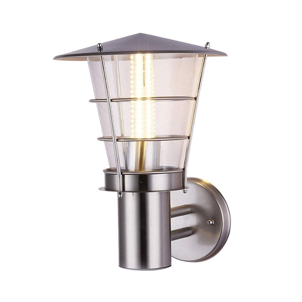 IVEKYKIBC LED Creative Wall Sconce Stainless Steel Outdoor Lighting Lamp Mount Exterior Lantern Plastic Lampshade Garden Patio Waterproof Porch Light E27 Edison