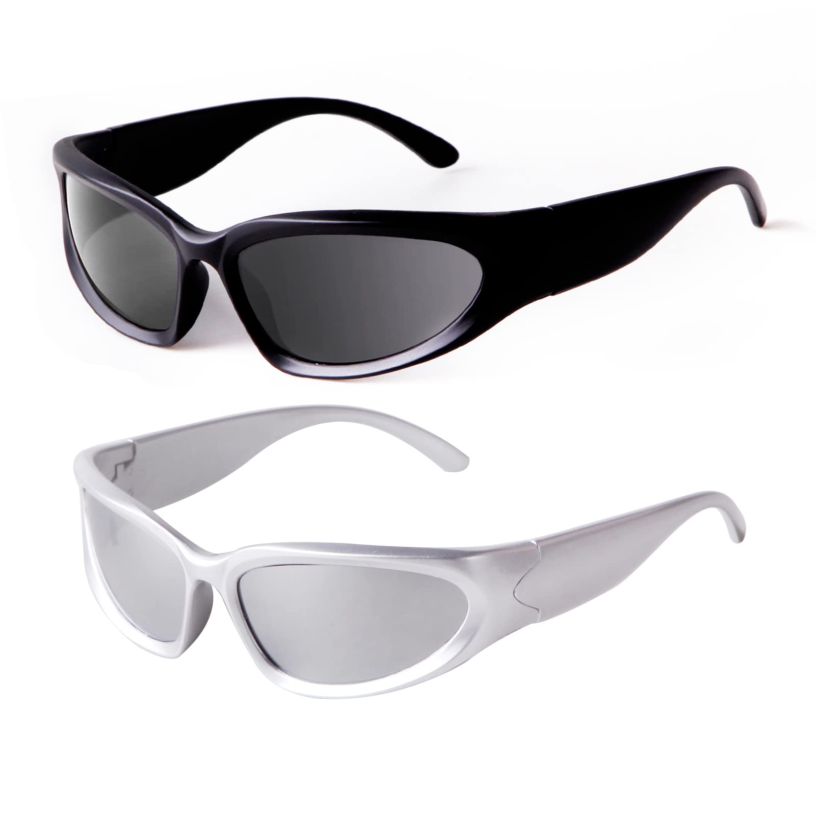 piscm Fashion Wrap Around Sunglasses for Women Men,Trendy Y2K Sport Shades Sun Glasses Eyeglasses