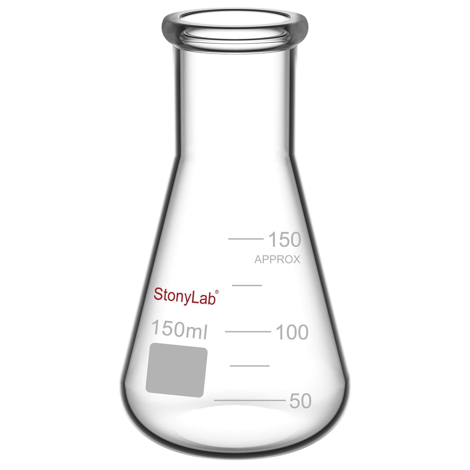 stonylab 1-paczka 150 ml kolba szklana, Erlenmeyer Heavy Wall Tight Flask z mocną krawędzią (150 ml)
