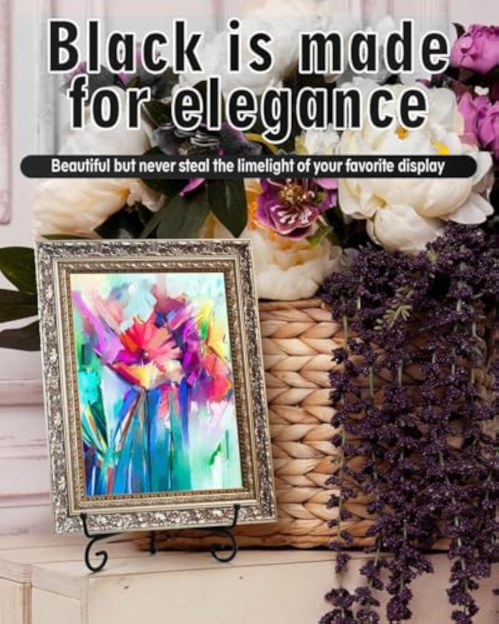 Folding Black Metal Frame Plate Holder Easel Stand