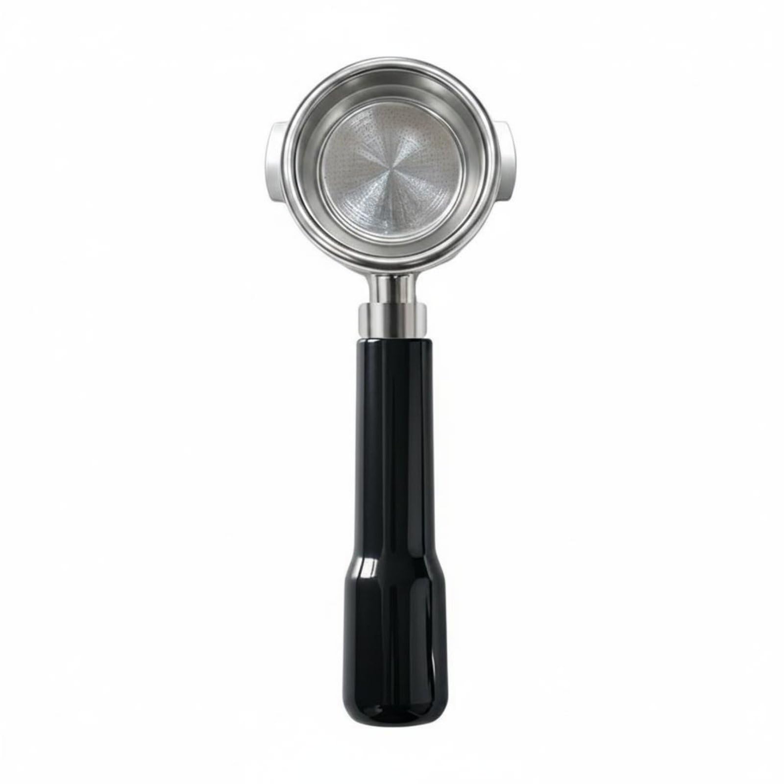 Portafiltro 58 Mm E61 para Cafetera Espresso Mango Asa Manija en 1 sin Fondo y con Acero Inoxidable 304 y Madera de Desmontable Adecuado para Baristas, Negro, ABS Negro